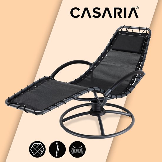 Casaria Ligstoel Eve - 360° draaibaar incl. Kussen - Antraciet