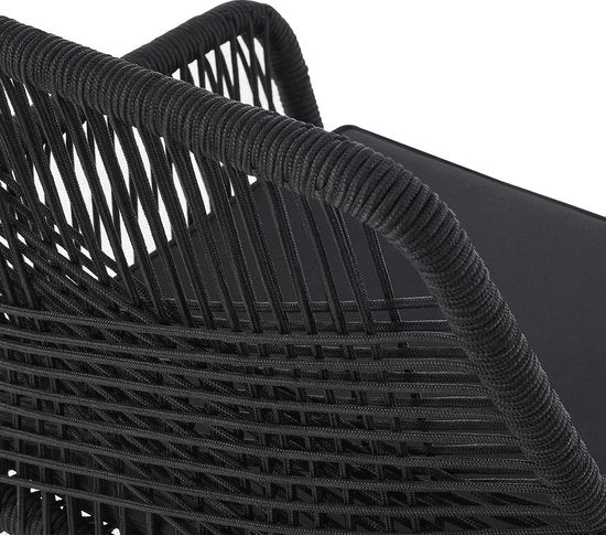 Juskys – Kastos Tuinstoelen – Set Van 2 – 61 x 57 x 86 cm – Inclusief Zitkussens En Belastbaar Tot 150 kg – Voor Balkon En Terras – Zwart Polypropyleen En Staal