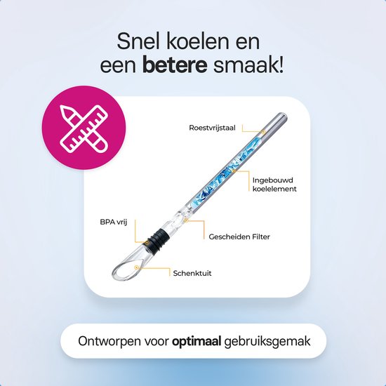 Roegaarden wijnkoeler stick - Wijnkoelers - Inclusief schenktuit - Inclusief stopper