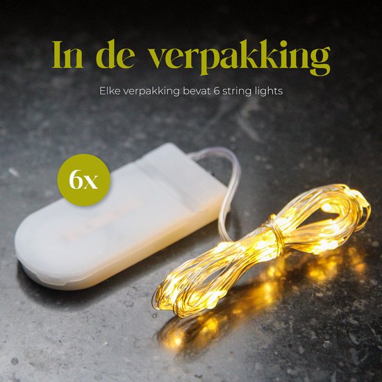 Giftmas Lichtsnoeren - 6x2M LED Verlichting - Lampjes - Warm Wit – 72 uur brandtijd – Kerstversiering voor Binnen en Buiten - Kerstverlichting