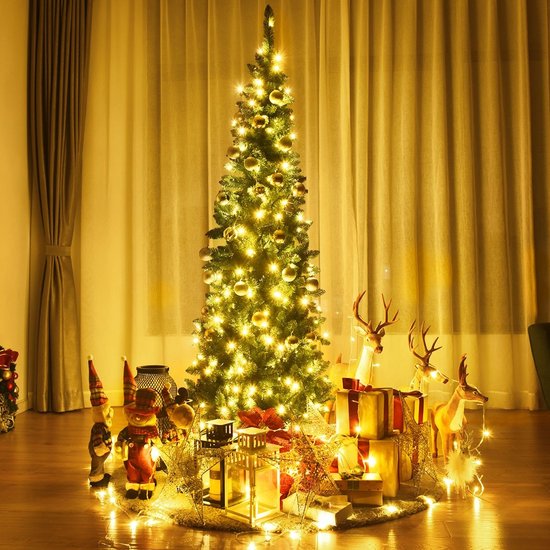 Coast Kerstboom Potloodvormig MET Warm Witte LED-Verlichting En Metalen Voet & - 200cm