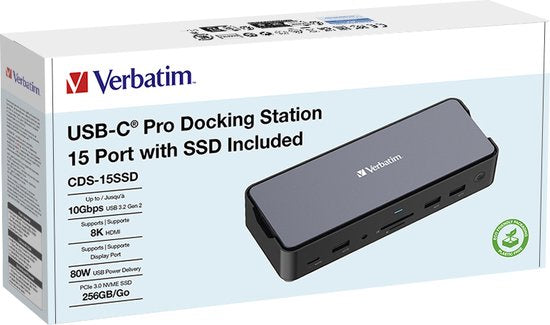 Verbatim CDS-15SSD Bedraad USB 3.2 Gen 1 (3.1 Gen 1) Type-C Zwart, Grijs