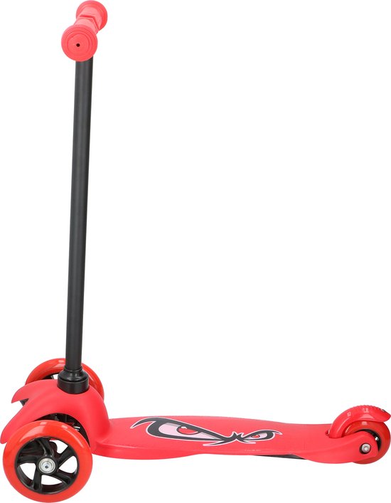 No Fear Kinderstep - Step 3 Wielen - Buitenspeelgoed Jongens en Meisjes - Kinder Step voor Kinderen 2 tot 5 jaar - Maximaal Gewicht 20 kg - Stuurhoogte op 66 cm - Aluminium - Rood