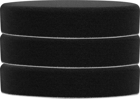 VONROC Polijstschijven/Polijst pads schuim voor polijstmachines – 125mm, 3 stuks - Zwart