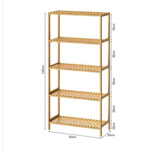 Casaria Staande Badkamerrek -130x60x26cm - 5 Planken Verstelbaar