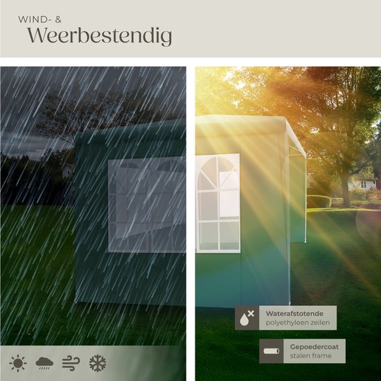 Tectake Partytent - Paviljoen - Opvouwbaar - Zijwanden - Waterdicht - 300 x 300 cm – Groen