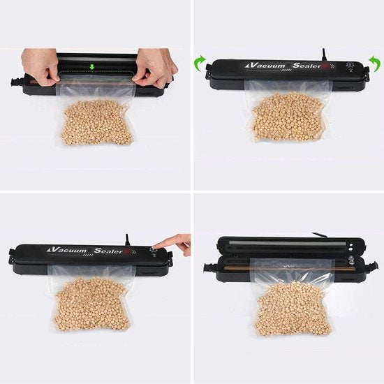 BestHome – Vacumeermachine – Inclusief 15 Vacumeerzakken – Voorzien Van 4 Standen En LED Bedieningspaneel En BPA-Vrij Design – Voor Voedselbewaring En Sous-Vide – Zwart Kunststof