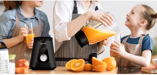 Safecourt Kitchen Blender - Krachtige 1200 Watt Blender met To-Go Beker - 3 Standen - Zwart