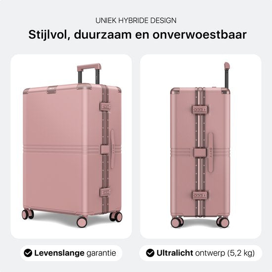 ONYX Hybrid Pro Check-in Koffer Large 100 Liter - Gerecycled Polycarbonaat en Ritsloos Design - Reiskoffer met TSA slot en Spinner wielen - Candy Pink