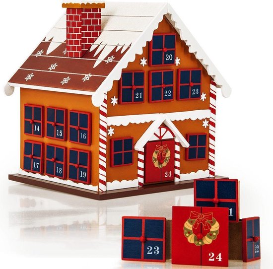 Spielwerk Herbruikbare Adventskalender - Winterhuisje 24 Deuren