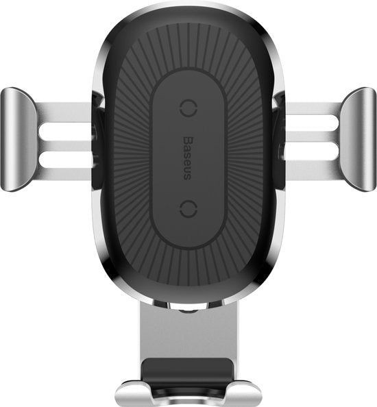 Baseus Gravity Car Mount Autohouder + Qi Draadloze Oplader Zilver