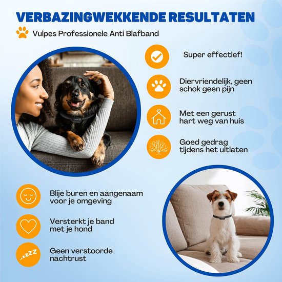 Vulpes Goods® Pets Anti Blafband Max – 3-in-1 Trainingshalsband Zonder Schok – Oplaadbaar – Vibratie & Audio