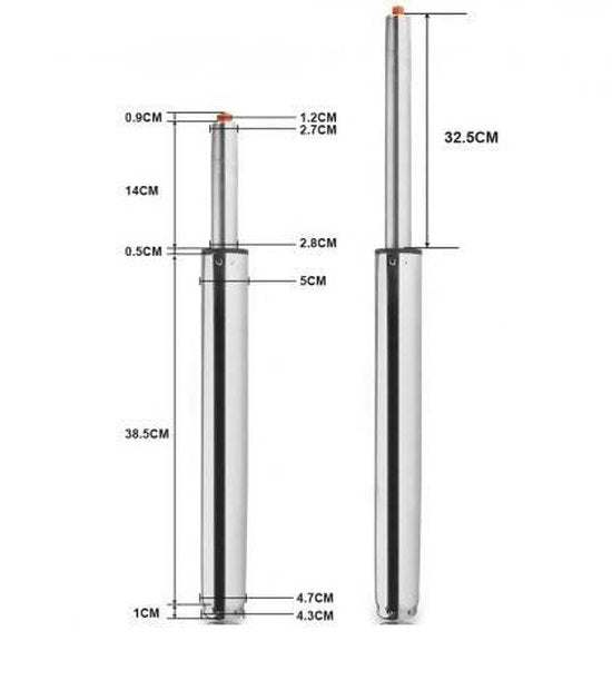 Deuba Gasdrukveer Barkruk tot 720mm 400Nm 180kg