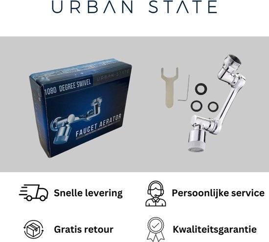 Urban State kraan verlengstuk - Kraan opzetstuk - kraan verlengstuk - 1080° draaibaar - universeel