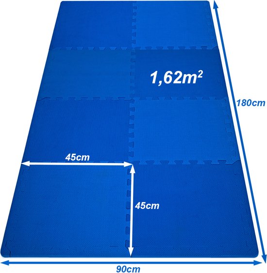 Monzana 8x Vloerbeschermer - 45x45cm Antislip Uitbreidbaar - Blauw