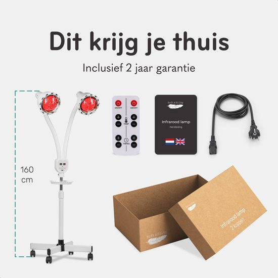 Soft & Silky Infraroodlamp 2 Koppen - Draaibaar - Infrarood - Therapie - Deken - Lamp - Verwarmingspaneel - Verwarming