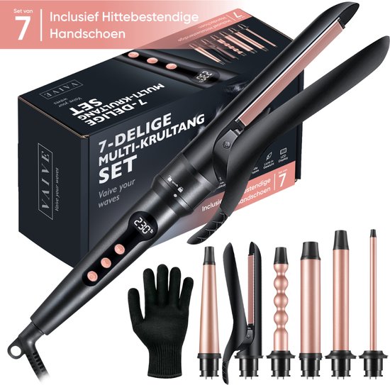 VAIVE 6-in-1 Krultang & Stijltang met Opzetstukken - Haarkruller - Curling Iron