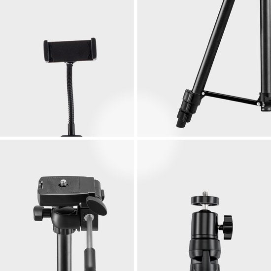 Studio ME Ringlamp met Statief 10 inch - Zwart - Ring Light - 30 Lichtstanden - Incl. Afstandsbediening & Mini Tripod - Ringlight - Ringlampen