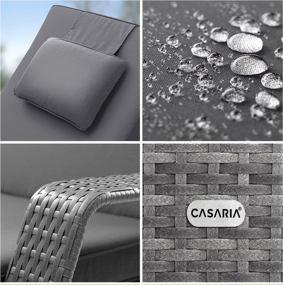 Casaria Polyrattan Ligstoel – Incl. Kussen 160 Kg – Grijs Antraciet