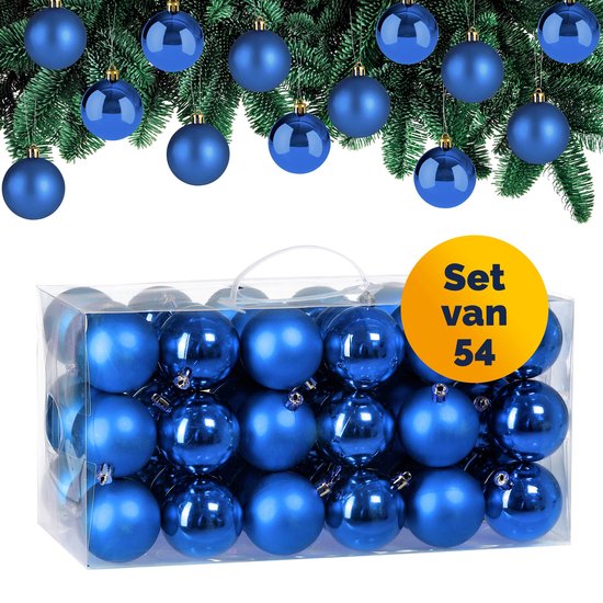 Casaria Kunststof Kerstballen 54er Set - Mat Glanzend Ø 3 4 6 cm Blauw