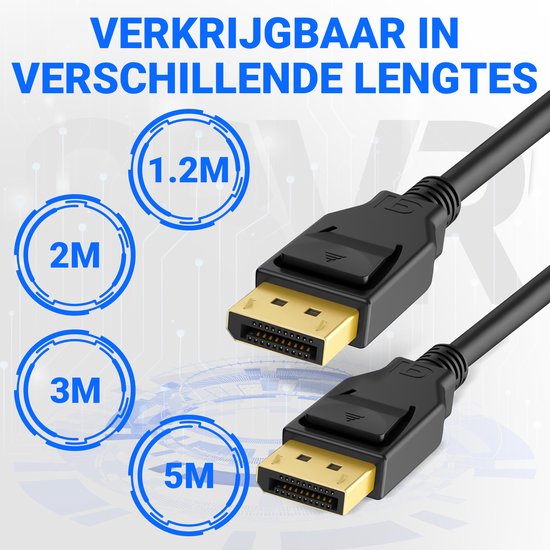DisplayPort Kabel 1.4 - male to male - 8K 60Hz - 4K 144Hz - DP kabel - 5 meter