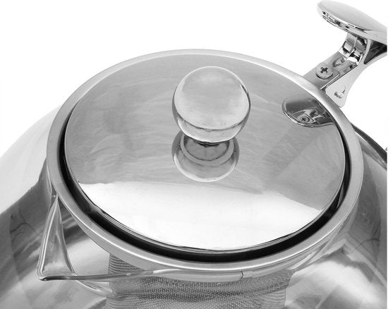 Monzana Glazen Theepot - met RVS-Filter & Infuser 9 Kops - 1.2 Liter