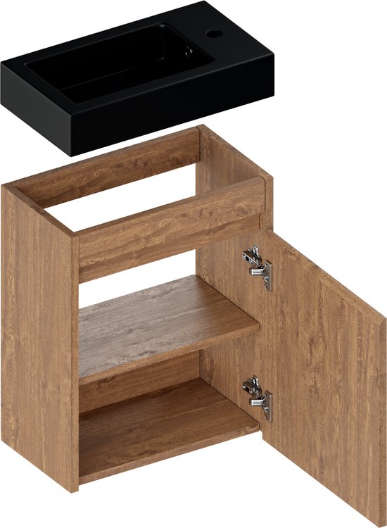 Mirlux Toiletmeubel Warm Eiken - Fonteinmeubel - Wc Kastje - Wc Meubel - 40cm
