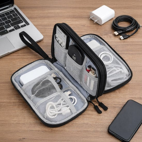 Travelhawk Kabel Organizer - Kabeltas - Electronica Organizer Etui - Opbergtas voor Kabels en Accessoires - Small - Zwart
