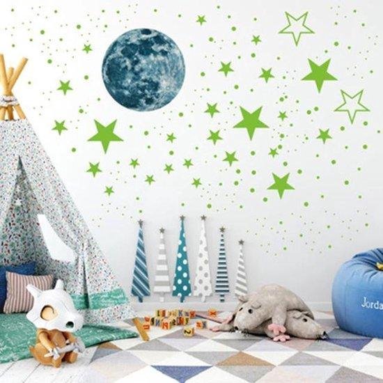 TLS Goods | Glow in the dark sterren | 436 stuks | sterren & maan stickers | Glow in the dark stars and moon | Kinderkamer | Lichtgevend| Sticker | Kinderen | Muurstickers | Sterren | Nacht | Sterrenhemel | Decoratie | Sinterklaas - Kerst