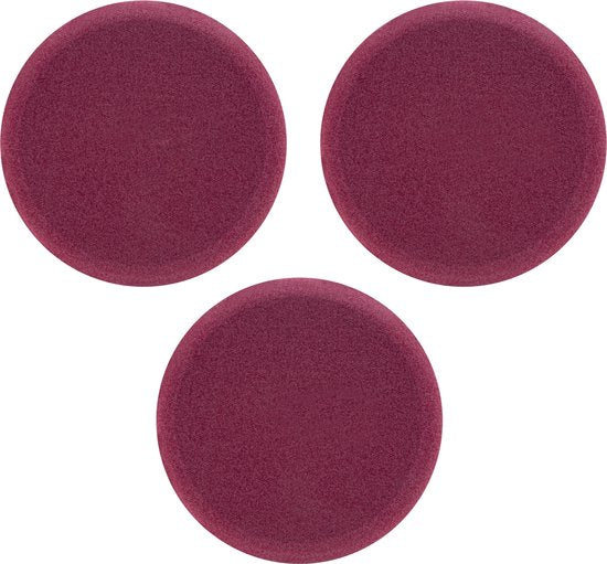 VONROC Polijstschijven/Polijst pads schuim voor polijstmachines – 125mm, 3 stuks - Rood