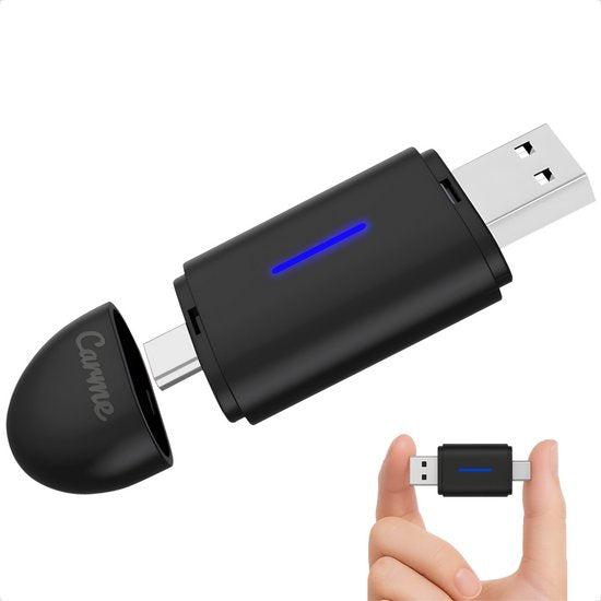 CarMe Mini 2-in-1 CarPlay Dongle - USB-A & USB-C - Draadloos CarPlay & Android Auto - Zwart