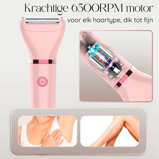 Ladyshave Gezicht - Oksels - Benen - Bikinilijn - Scheerapparaat Vrouw - Ontharingsapparaat Electrisch Ontharen - Gezichtsontharing Dames - Trimmer Vrouw - Ladyshaves Bikini - USB Oplaadbaar