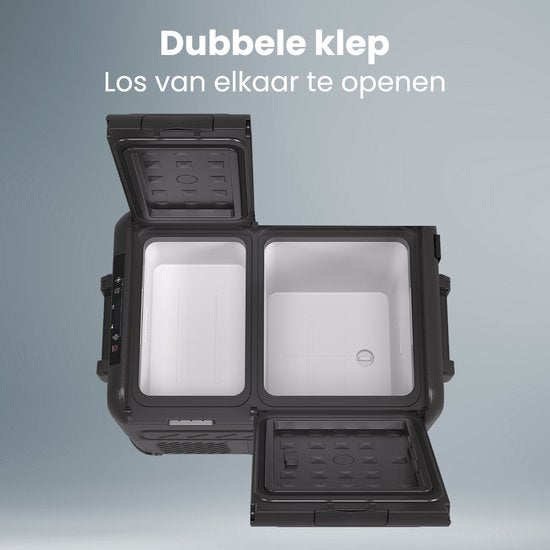 Auronic Elektrische Koelbox - Compressor - Twee Zones - 12V 230 Volt - Vriezen en Koelen - 35L - Frigobox - Zwart/Grijs
