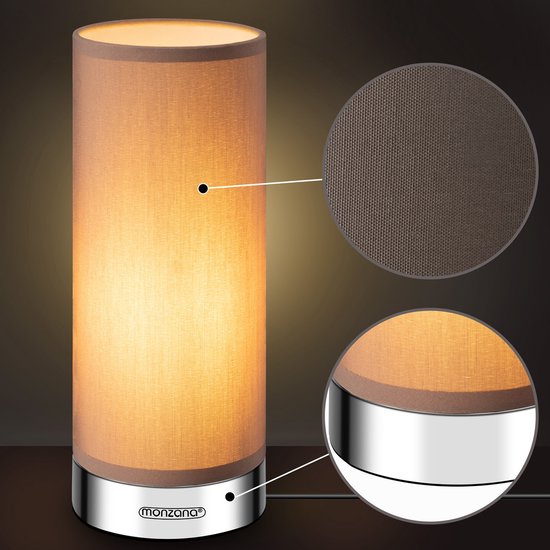 Monzana Tafellamp 2 Stuks LED – Dimbaar E14 - Chroom Taupe