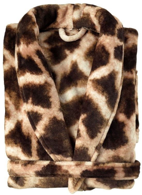 ZoHome Leopard Badjas Lang - Fleece - Maat XL - Bruin