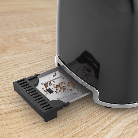 KitchenBrothers Broodrooster met Tostiklemmen - Toaster - 6 Warmteniveaus - Brede Sleuven - Broodrooster - 870W - Zwart