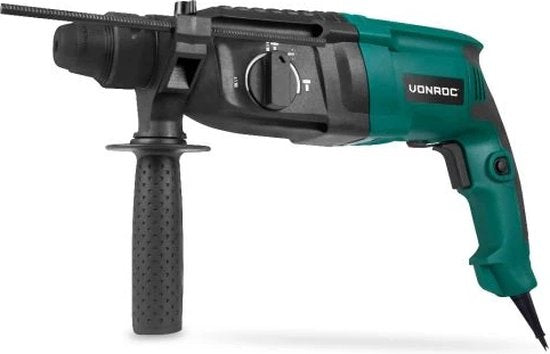 VONROC Boorhamer 800W – 3 Joule – SDS plus – 4 functies – Incl. tandkransboorkop en accessoires