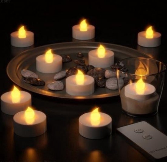 Monzana - 10 x flikkerende LED theelicht - warmwit - met afstandsbediening