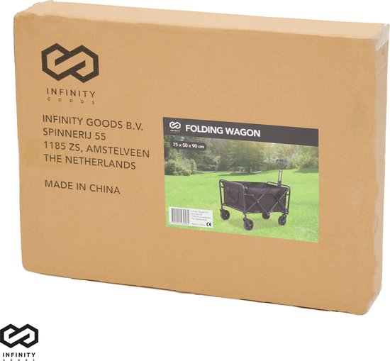 Infinity Goods Bolderkar - Opvouwbaar - 100KG Draagkracht - Draaibare Wielen - 90 x 50 x 75 CM - Verstelbaar - Zwart