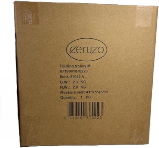 Ceruzo Boodschappen Trolley met Vouwkrat - 30 Liter met 2 Wielen- Inklapbaar- Boodschappenkrat-Zwart