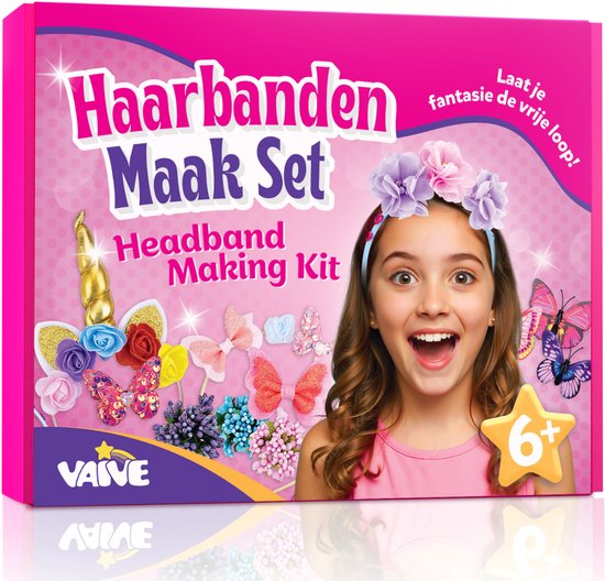 Vaive Haarband Knutselset 54-delig – Maak 10 Haarbanden – Diadeem Knutselen voor Meisjes – Sieraden Maken – Knutseldoos – Knutselpakketten