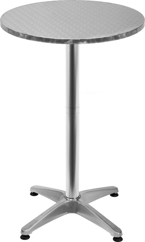 Casaria Statafel 2in1 – Aluminium Verstelbaar - Rond Ø 60 cm Zilver