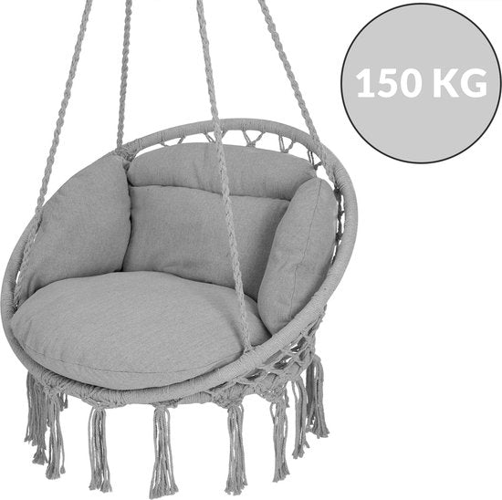 Detex Hangstoel - 2 Kussens Max 150kg 80x60x140cm - Lichtgrijs