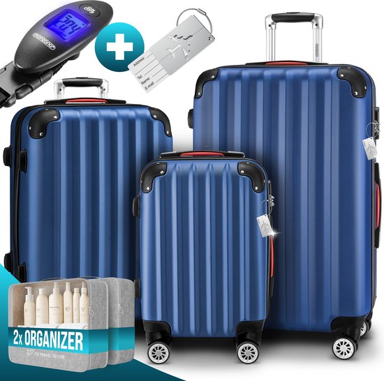 MONZANA Kofferset - Koffer M L XL 3-delig Hardcase Handbagage - Marineblauw