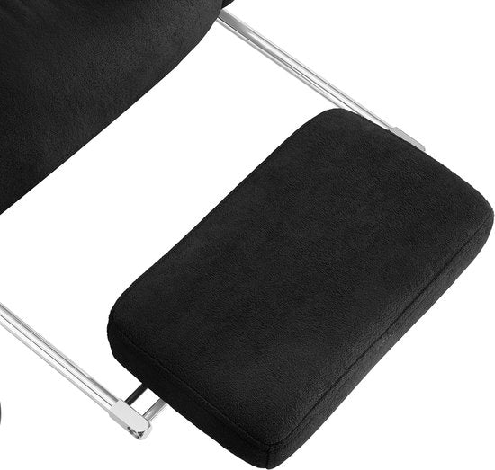 tectake® Luxe Bureaustoel - Ergonomische Directiestoel met Voetsteun en Hoofdsteun - Stoel voor Bureau of Kantoor met Dikke Veloursbekleding - Bureaustoelen voor Volwassenen - Soepel draaiend, met Wieltjes - Verstelbare Rugleuning en Hoogte - Zwart