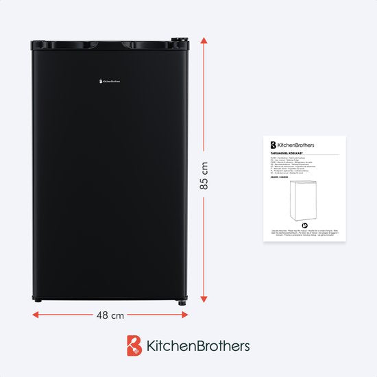 KitchenBrothers Tafelmodel Koelkast – 88L – Vrijstaand – Zwart – Compacte Mini Frigo met Verstelbare Planken