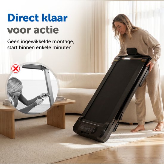 ACTYV Loopband Inklapbaar 1-12km/u met 6% Hellingsfunctie - Inclusief Smeerolie, Beschermmat - Hardloopband - Treadmill - Wandelband - Walking pad - Voor Thuis - Elektrisch - Opvouwbaar V3