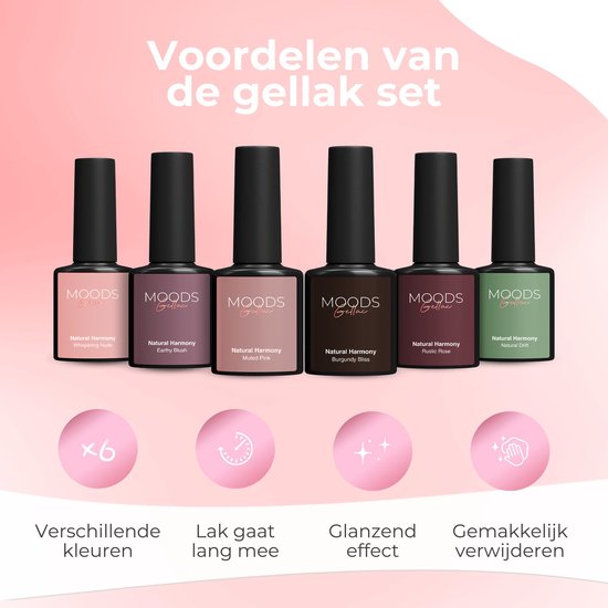 Moods Gellac 6-delige Set - Gellak Starterspakket - Gel Nagellak - 8ML - Natural Harmony - Gellac - Nagels - Chique Kleuren