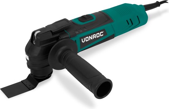 VONROC Oscillerende multitool 350W – Variabel toerental 12.000 – 22.000 p/min. – Incl. Schuurplaat, zaagblad, schraapmes en stofzuigeradapter