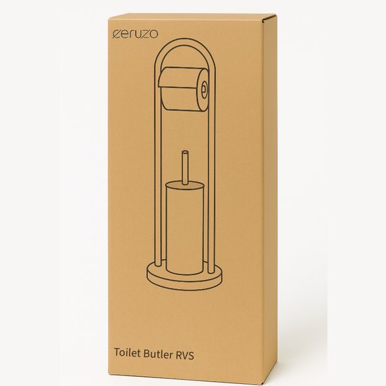 Ceruzo Toiletbutler Vrijstaand – RVS – Glanzend-80 cm – WCRolhouder + Borstel – Luxe Badkameraccessoire